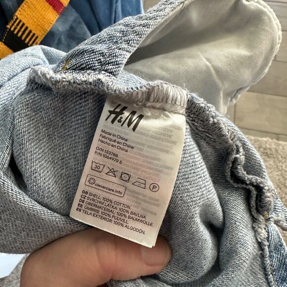 h&m &denim chambray shirt dress large & vintage woven belt western casual - Picture 7 of 9